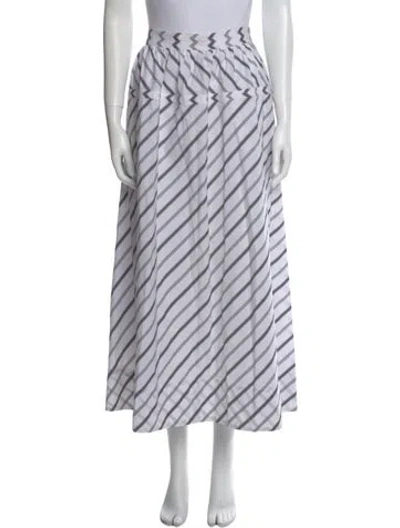 Pre-owned Tory Burch Striped Midi Length Skirt In White