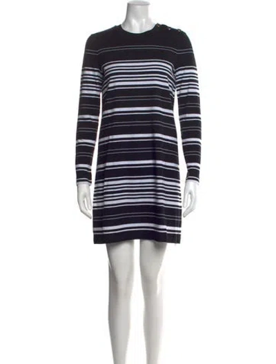 Pre-owned Tory Burch Striped Mini Dress In Black