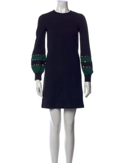 Pre-owned Tory Burch Striped Mini Dress In Black
