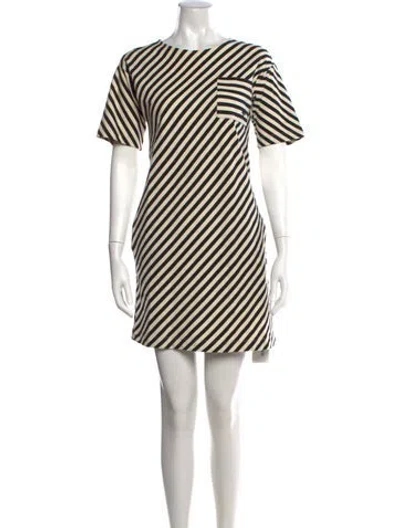 Pre-owned Tory Burch Striped Mini Dress In Black/neutrals