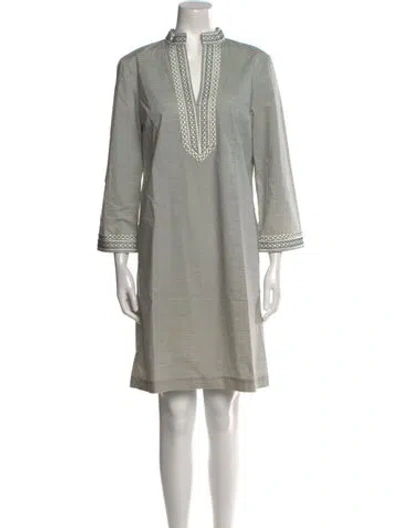 Pre-owned Tory Burch Striped Mini Dress In Blue
