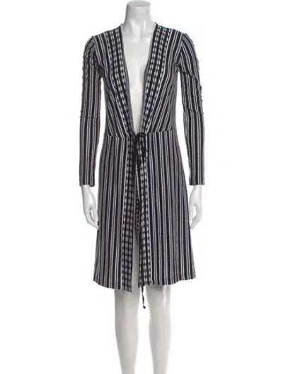 Pre-owned Tory Burch Striped Mini Dress In Blue