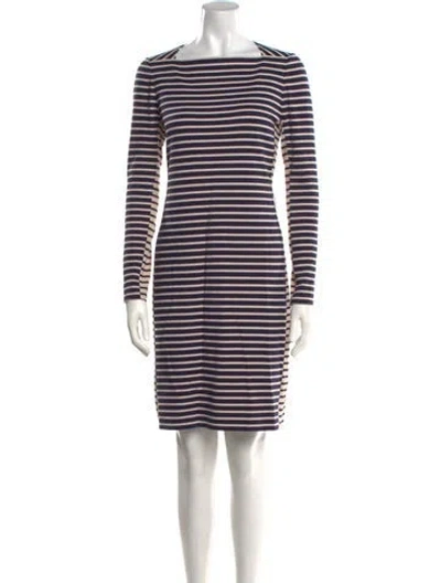 Pre-owned Tory Burch Striped Mini Dress In Blue