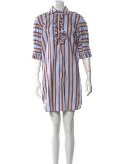 Pre-owned Tory Burch Striped Mini Dress In Blue
