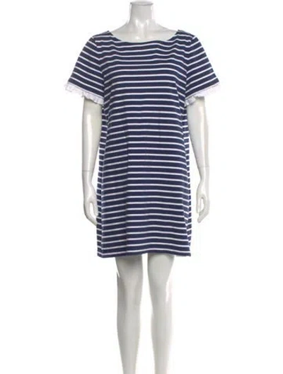 Pre-owned Tory Burch Striped Mini Dress In Blue