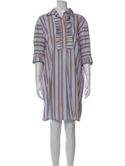 Pre-owned Tory Burch Striped Mini Dress In Blue