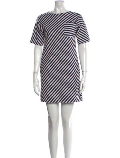 Pre-owned Tory Burch Striped Mini Dress In Blue