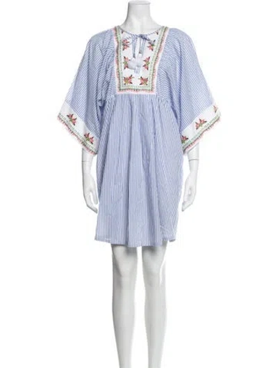 Pre-owned Tory Burch Striped Mini Dress In Blue