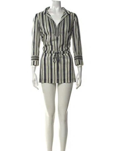 Pre-owned Tory Burch Striped Mini Dress In Blue