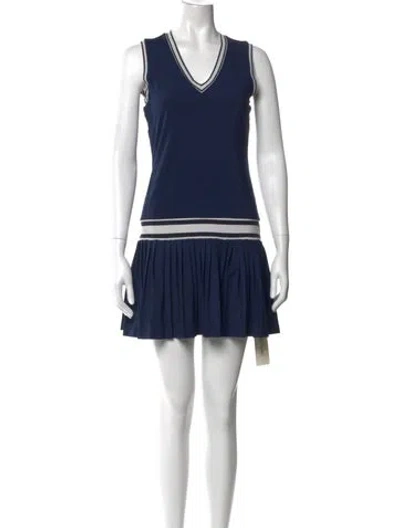 Pre-owned Tory Burch Striped Mini Dress In Blue