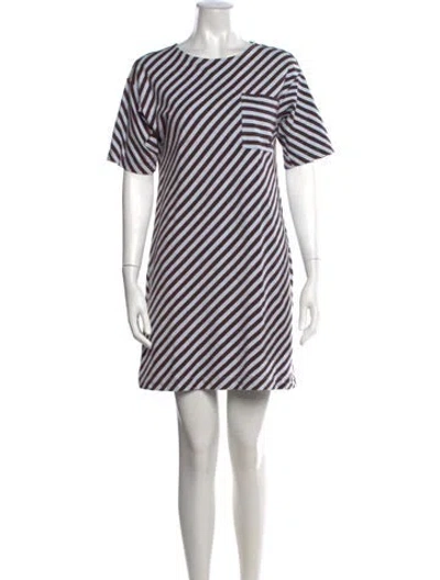 Pre-owned Tory Burch Striped Mini Dress In Blue
