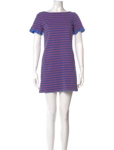 Pre-owned Tory Burch Striped Mini Dress In Blue