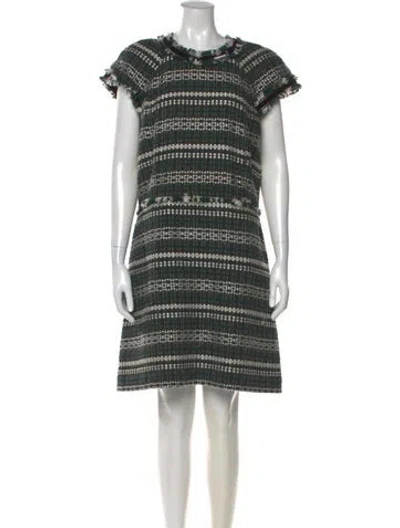 Pre-owned Tory Burch Striped Mini Dress In Green