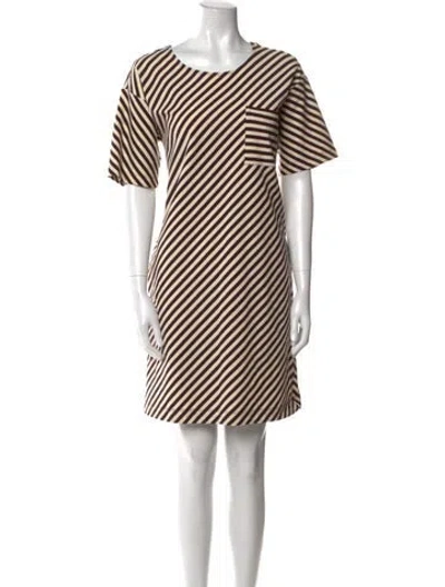 Pre-owned Tory Burch Striped Mini Dress In Neutral