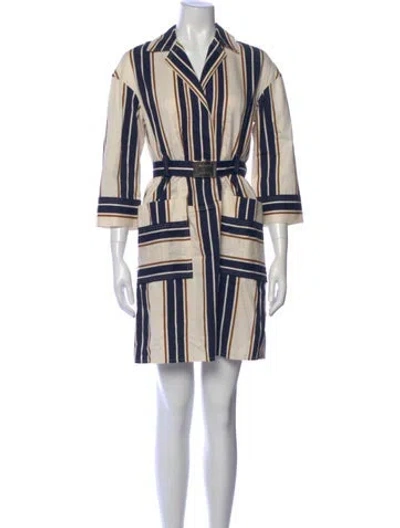 Pre-owned Tory Burch Striped Mini Dress In Neutral
