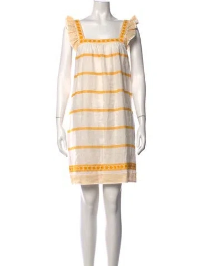 Pre-owned Tory Burch Striped Mini Dress In Neutral