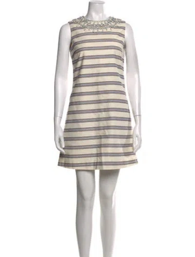 Pre-owned Tory Burch Striped Mini Dress In Neutrals