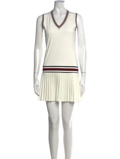 Pre-owned Tory Burch Striped Mini Dress In Neutrals