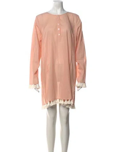 Pre-owned Tory Burch Striped Mini Dress In Orange