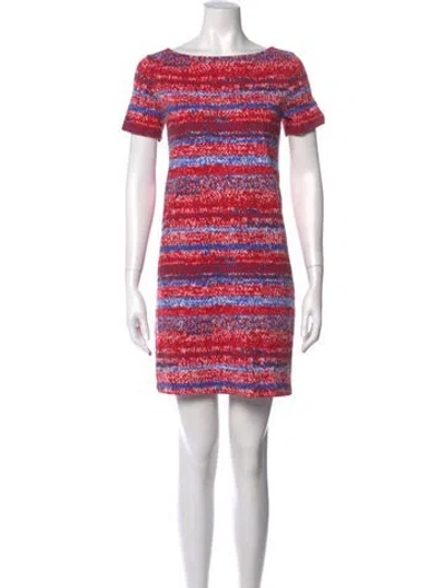 Pre-owned Tory Burch Striped Mini Dress In Red