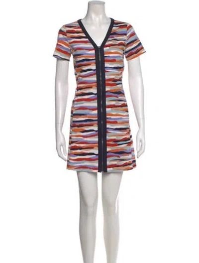Pre-owned Tory Burch Striped Mini Dress In White