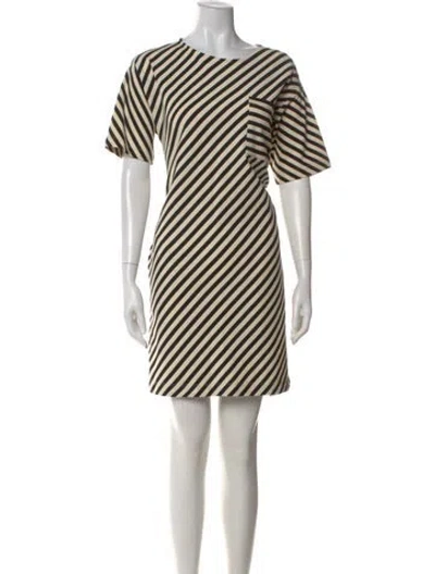 Pre-owned Tory Burch Striped Mini Dress In White