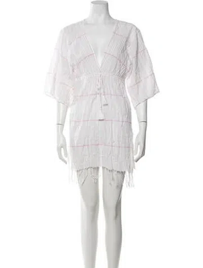 Pre-owned Tory Burch Striped Mini Dress In White