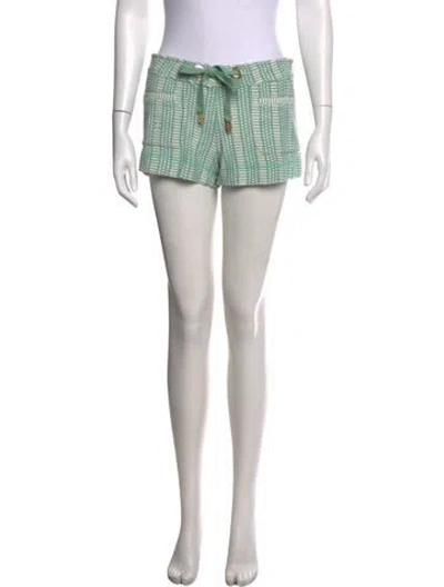 Pre-owned Tory Burch Striped Mini Shorts In Green