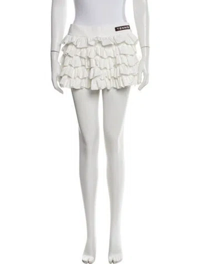 Pre-owned Tory Burch Striped Mini Shorts In White