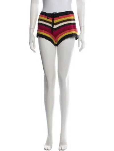 Pre-owned Tory Burch Striped Mini Shorts In White