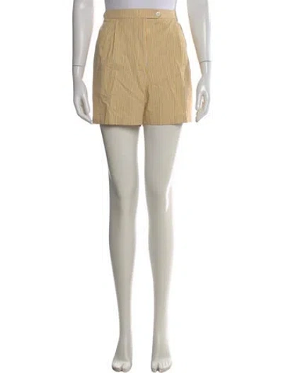 Pre-owned Tory Burch Striped Mini Shorts In Yellow