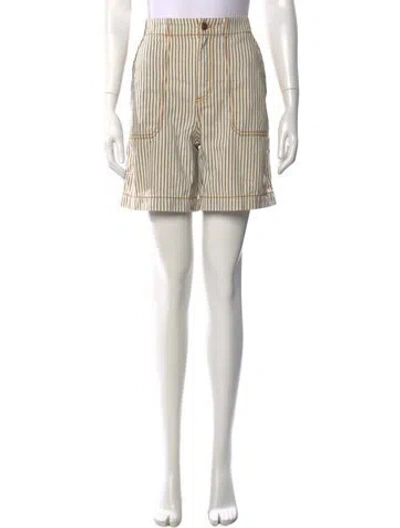 Pre-owned Tory Burch Striped Mini Shorts In Yellow