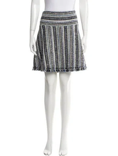 Pre-owned Tory Burch Striped Mini Skirt In Black