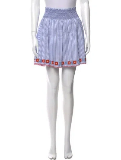 Pre-owned Tory Burch Striped Mini Skirt In Blue