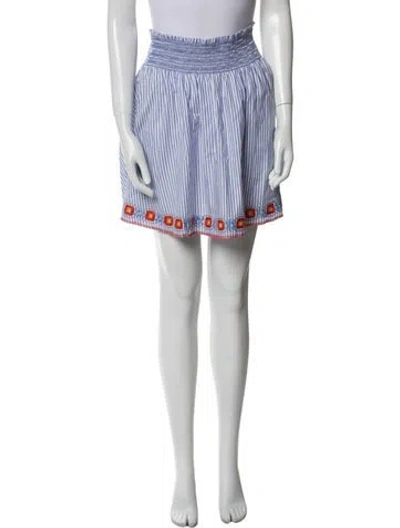 Pre-owned Tory Burch Striped Mini Skirt In Blue