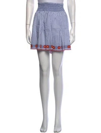 Pre-owned Tory Burch Striped Mini Skirt In Blue/orange/white