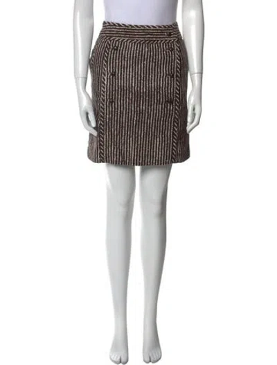 Pre-owned Tory Burch Striped Mini Skirt In Brown