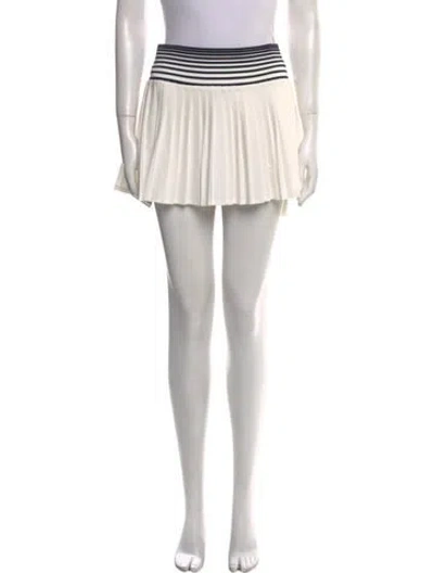 Pre-owned Tory Burch Striped Mini Skirt In White