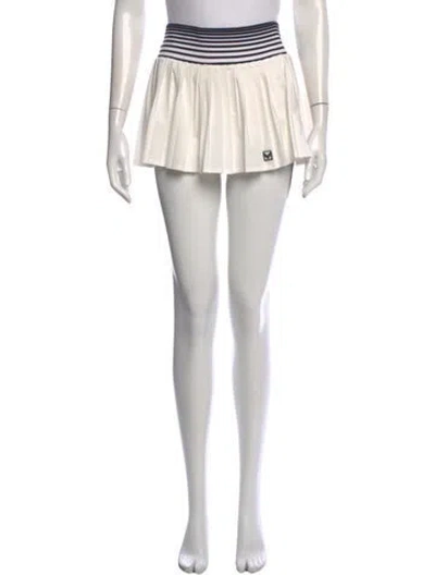 Pre-owned Tory Burch Striped Mini Skirt In White