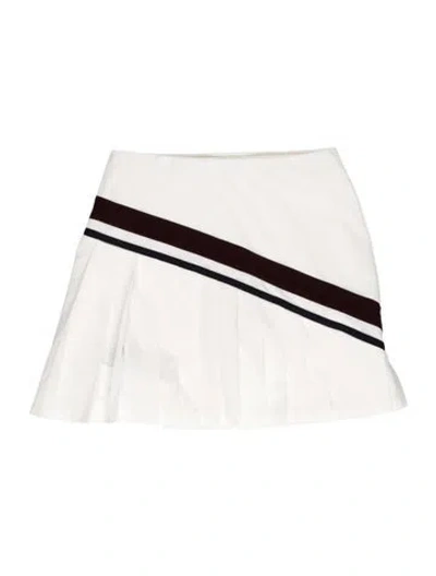 Pre-owned Tory Burch Striped Mini Skirt In White
