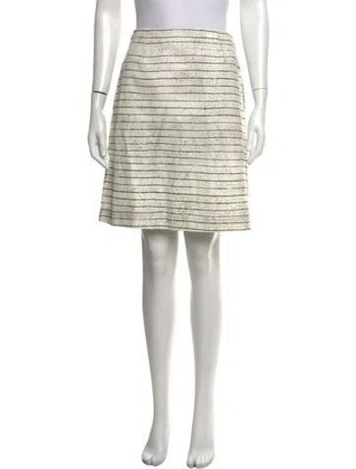 Pre-owned Tory Burch Striped Mini Skirt In White