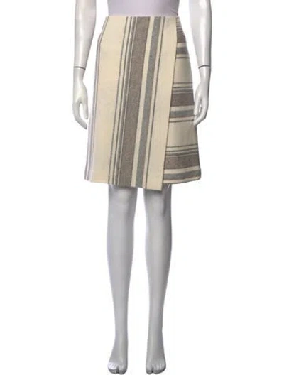 Pre-owned Tory Burch Striped Mini Skirt In White
