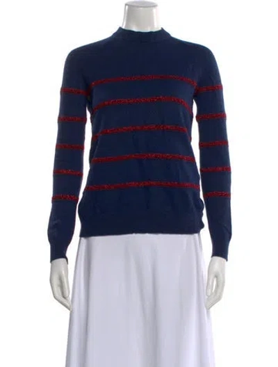 Pre-owned Tory Burch Striped Mock Neck Sweater In Multi