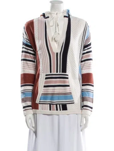 Pre-owned Tory Burch Striped Mock Neck Sweater In Neutral