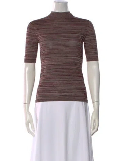 Pre-owned Tory Burch Striped Mock Neck Top In Multi