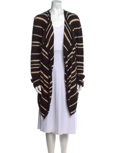 Pre-owned Tory Burch Striped Open Front Sweater In Black