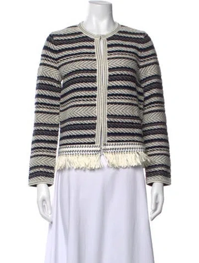 Pre-owned Tory Burch Striped Open Front Sweater W/ Tags