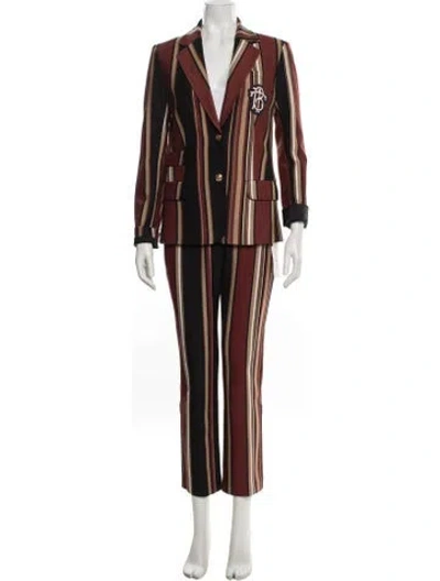 Pre-owned Tory Burch Striped Pantsuit In Black