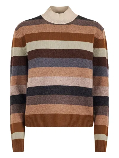 Tory Burch Relaxed Fit Merino Wool Turtleneck Sweater In Multi