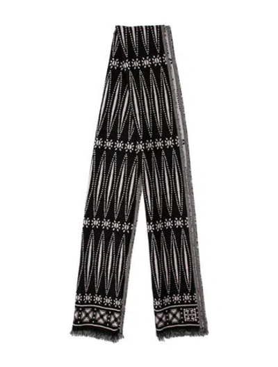 Pre-owned Tory Burch Striped Scarf In Black